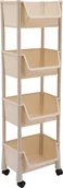 Wózki kuchenne - 4-poziomowy wózek kuchenny na kółkach Wózek łazienkowy z 2 haczykami 34,8*22,5*117,3 cm (beżowy) - miniaturka - grafika 1