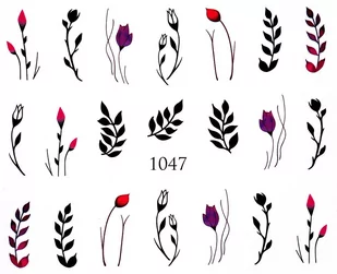 Naklejki wodne na paznokcie KWIATY - nr 1047 - Sztuczne paznokcie i akcesoria - miniaturka - grafika 1