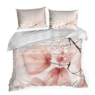 Pościel - Pościel satynowa FLORES 200x220 Eurofirany jasnobeżowa ceglasta gałązki liście - miniaturka - grafika 1