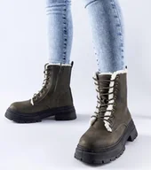 Botki damskie - Zielone ocieplane traperki Tadasuni -39 - miniaturka - grafika 1