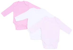 3 x Różowe body na długi rękaw 6-9 m 74 cm - Body dla niemowląt - miniaturka - grafika 1