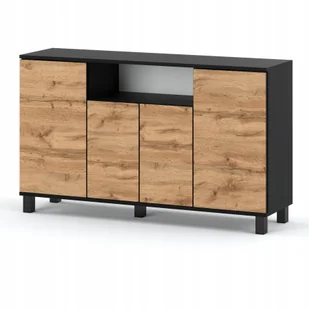 Komoda 140CM 4D Szafka Czarna Dąb Wotan Nowoczesna - Komody Komoda 140CM 4D Szafka Czarna Dąb Wotan Nowoczesna - Komody - miniaturka - grafika 1