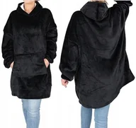 Koce - Ciepła Bluza Xxl Koc Oversize Czarna 2W1 Zima - miniaturka - grafika 1