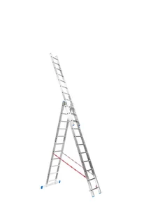 B2B Partner Trzyczęściowa drabina uniwersalna PROFI, 3 x 11 szczebli 399015 - Drabiny - miniaturka - grafika 1