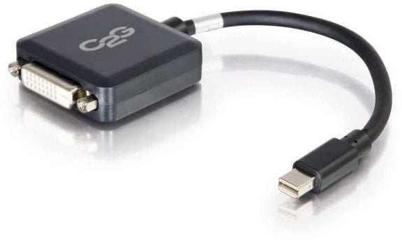 C2G 20cm Mini DisplayPort to DVI Adapter - Thunderbolt to Single Link DVI-D Converter M/F – Black