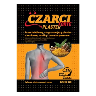 Czarci Plaster Forte, przeciwbólowy, rozgrzewający plaster z kurkumą, arniką i czarcim pazurem, 12 x 18 cm, 1 sztuka - Stawy, mięśnie, kości - miniaturka - grafika 1
