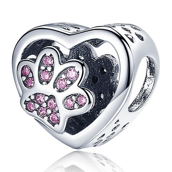Zawieszka Charms Srebro 925 Koralik Łapa Pupila Pies