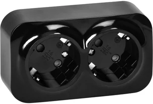 ToDo Gniazdo podwójne 2x2P+Z, 16A/230VAC, IP20,Schuko,Czarne10 sztuk - Gniazdka elektryczne - miniaturka - grafika 1