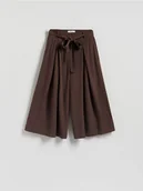 Spodnie damskie - Reserved - Luźne spodnie z wiązaniem - brązowy - miniaturka - grafika 1