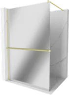 Ścianki i drzwi prysznicowe - Mexen Kioto+ ścianka prysznicowa z półką Walk-in 130 x 200 cm, lustro, złota szczotkowana - 800-130-121-55-50 - miniaturka - grafika 1