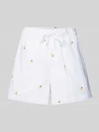 Spodenki damskie - Szorty o kroju relaxed fit z czystej bawełny z haftami model ‘GRACE’ - miniaturka - grafika 1