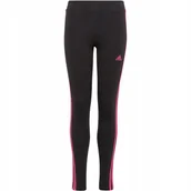 Legginsy - Legginsy dla dzieci adidas Essentials 3-Stripes Cotton Tights czarno-różowe - miniaturka - grafika 1