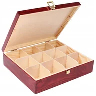 Dekoratorstwo - Creative Deco drewniana herbaciarka pudełko na herbatę, 12 przegródek, mahoń - miniaturka - grafika 1