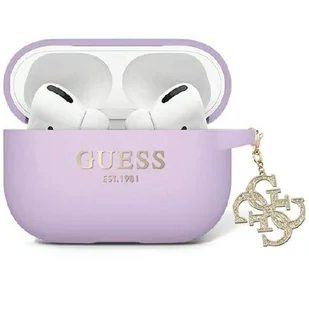 Guess GUAP2LECG4U AirPods Pro 2 cover fioletowy/purple Liquid Silicone Glitter Triangle Charm - Akcesoria do słuchawek - miniaturka - grafika 1
