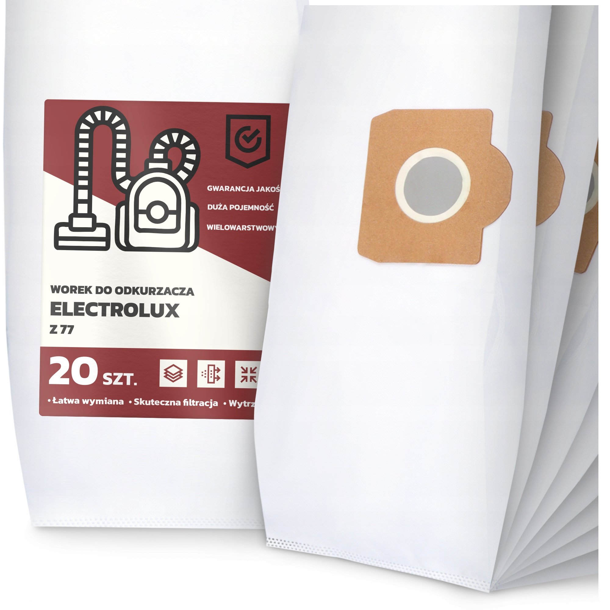 20x Worek do Odkurzacza Electrolux Z 77 Syntetyczny Pojemny Odporny Worki