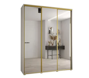 Szafa przesuwna wysoka Davos 2 190 gł. 60 biały + biały + złoty - Szafy - miniaturka - grafika 1