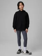 Bluzy dla dziewczynek - 4F Bluza dresowa loose z kapturem dziewczęca - czarna 158/164 (12-14 lat) - miniaturka - grafika 1