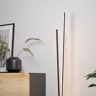 Lampa stojąca LED Panagria czarna, detale z drewna - Lampy stojące - miniaturka - grafika 2