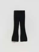 Spodnie i spodenki dla dziewczynek - Reserved - Legginsy flare z rozcięciem - czarny - miniaturka - grafika 1