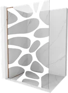 Ścianki i drzwi prysznicowe - Mexen Kioto L ścianka prysznicowa Walk-in 80 x 200 cm, biały wzór, różowe złoto - 800-080-103-60-97 - miniaturka - grafika 1