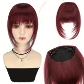 Pozostałe akcesoria fryzjerskie - TEMU Eleganckie Syntetyczne Grzywki 12 Cali dla Kobiet - Proste, Odporność na Ciepło, Włókno do Przedłużania Włosów na Klipsy do Codziennego Stylu - miniaturka - grafika 1