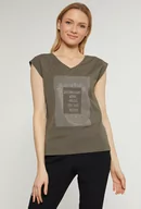 Koszulki i topy damskie - T-shirt z dżetowym panelem - Monnari - miniaturka - grafika 1