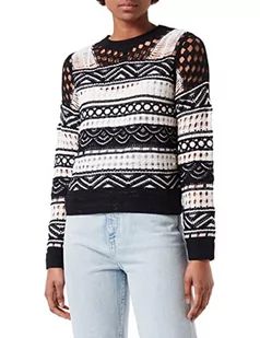 Desigual Sweter damski JERS_Stripes, czarny, S - Swetry damskie - miniaturka - grafika 1