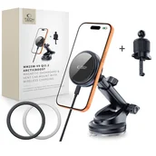 Uchwyty samochodowe do telefonów - TECH-PROTECT V9 ARCTICBOOST MAGNETIC MAGSAFE DASHBOARD & VENT CAR MOUNT WIRELESS CHARGER 25W QI2.2 BLACK - miniaturka - grafika 1