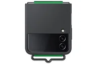 Etui i futerały do telefonów - Samsung Etui na telefon Galaxy Z Flip 4, silikonowe etui ochronne na telefon z uchwytem na palec, matowe wykończenie, miękka powierzchnia, ręczne wzornictwo, wersja amerykańska, czarne - miniaturka - grafika 1