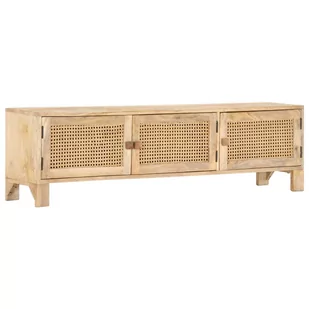 vidaXL Szafka pod TV 140x30x40 cm drewno mango i naturalna trzcina 287740 - Szafki RTV - miniaturka - grafika 1