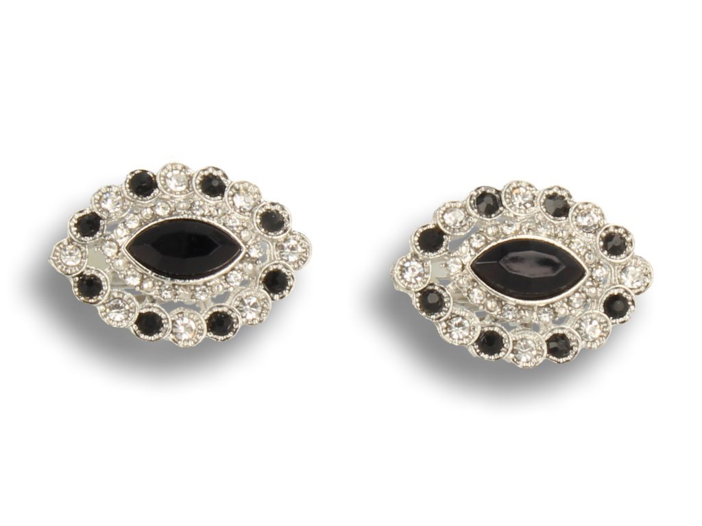 Klipsy do uszu srebrne z czarnymi kryształkami