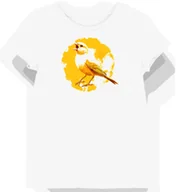 Koszulki i topy damskie - Koszulka damska biała z motywem śpiewającego kanarka na żółtym tle S - miniaturka - grafika 1