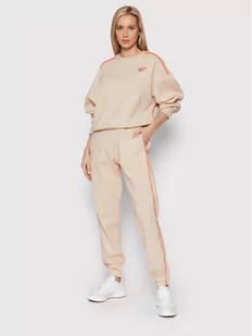 Reebok Dres Piping HA5727 Beżowy Regular Fit - Dresy damskie - miniaturka - grafika 1