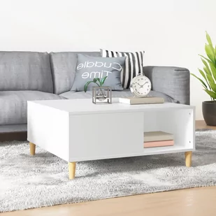 vidaXL Stolik kawowy, biały 80x80x36,5 cm, materiał drewnopochodny - Ławy i stoliki kawowe - miniaturka - grafika 1
