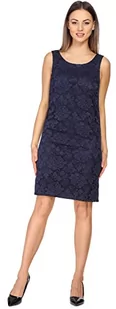 Bellivalini Damski Sukienka do kolan koronkowa sukienka świąteczna letnia sukienka bez rękawów Okrągły dekolt w różany wzór BLV50-260 (Ciemny niebieski, S) - Sukienki - miniaturka - grafika 1