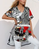 Bluzki damskie - Royalfashion Wzorzysta damska tunika-Uniwersalny - miniaturka - grafika 1