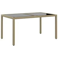 Stoły ogrodowe - vidaXL Stół ogrodowy, 150x90x75 cm, szkło i rattan PE, beżowy - miniaturka - grafika 1