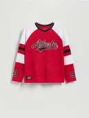 Bluzki dla chłopców - Reserved - Bawełniany longsleeve z nadrukiem - czerwony - miniaturka - grafika 1