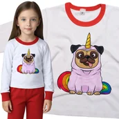 Piżamy dla dziewczynek - Piżama dziecięca Pies Mops Jednorożec Unicorn 86/92 - VoloDonum - miniaturka - grafika 1