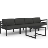 Meble ogrodowe - 5-cz. zestaw mebli ogrodowych, poduszki, aluminium, antracyt - miniaturka - grafika 1