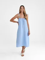 Sukienki - Lniana Sukienka FLORA MIDI blue sky - miniaturka - grafika 1