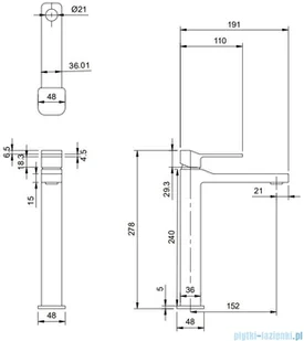 Omnires Slide Bateria umywalkowa sztorcowa wysoka grafit SL7712GR | - Baterie umywalkowe - miniaturka - grafika 2