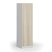 Szafki biurowe - Szafka ubraniowa metalowa, 2 szafki, 1850 x 500 x 500 mm, zamek cylindryczny, drzwi laminowane, dąb naturalny - miniaturka - grafika 1