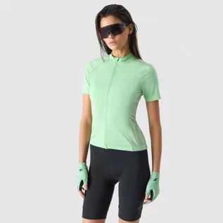 Koszulki sportowe damskie - Damska koszulka rowerowa rozpinana 4F 4FSS24TFTSF488 - zielona - grafika 1