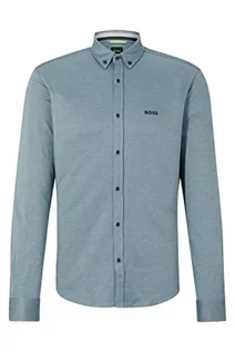 Koszule męskie - BOSS BIADO R Regular -Fit męska koszula z dwukolorowej bawełny, Navy412., S - grafika 1