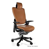 Fotele i krzesła biurowe - Fotel obrotowy WAU 2 skóra naturalna Czarno-brązowy - miniaturka - grafika 1