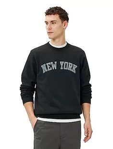 Koton Męska bluza College City Printed Crew Neck Long Sleeve, 999 (czarny), XL - Bluzy męskie - miniaturka - grafika 1