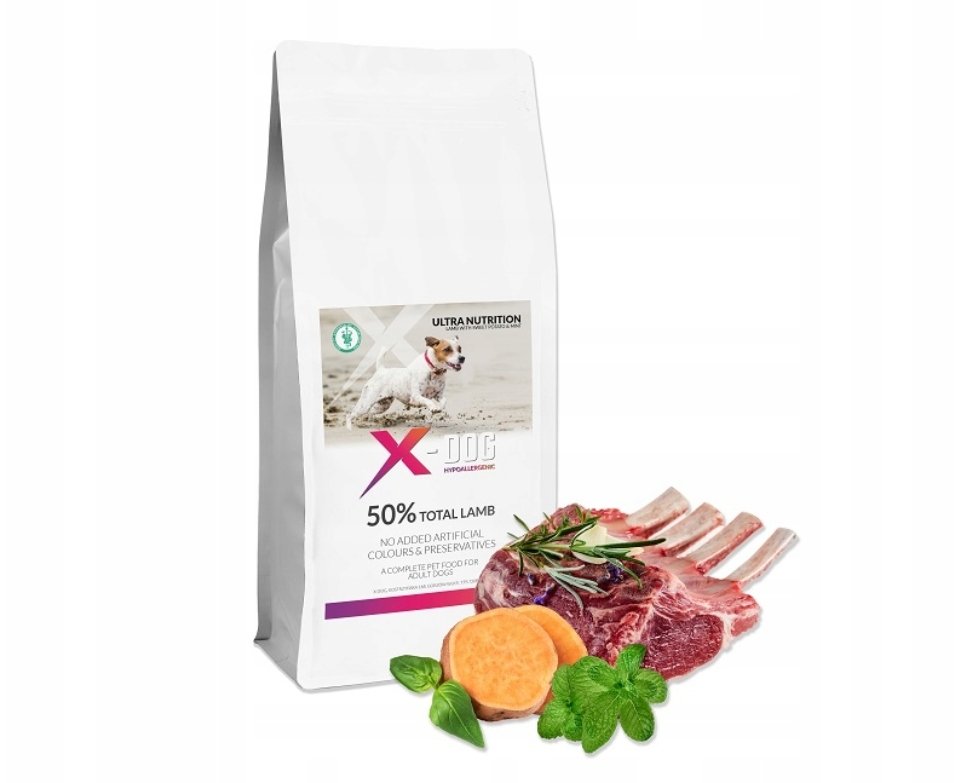 X-DOG GF ADULT M/L JAGNIĘCINA BATAT, MIĘTA 12KG