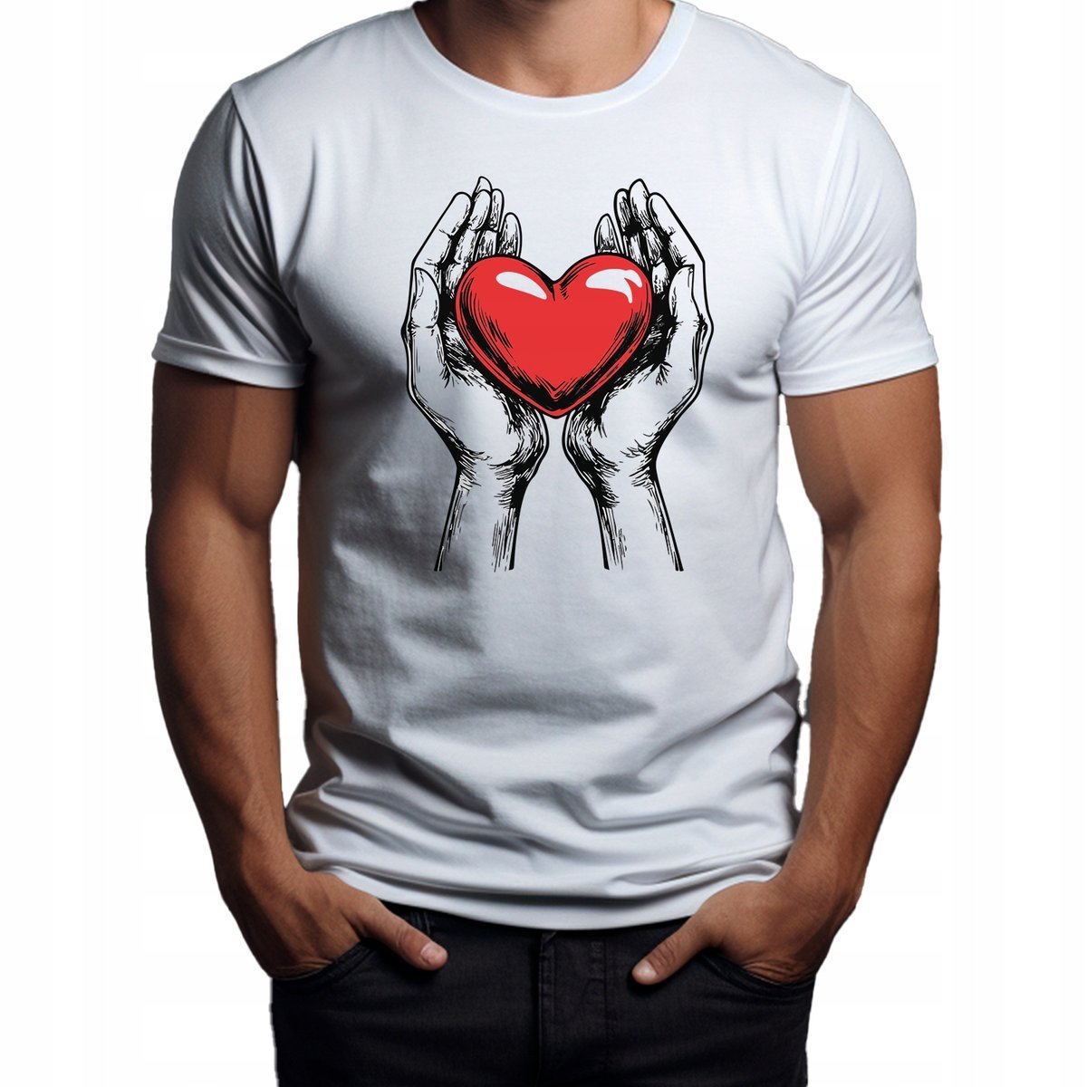 Koszulka T-Shirt ''Serce w Rękach'' Bawełna L