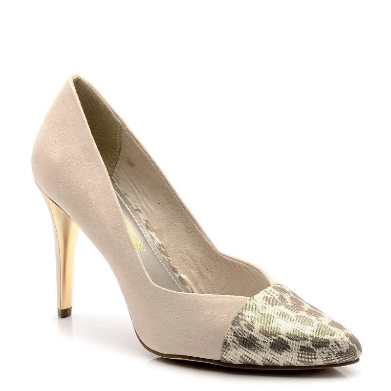 Szpilki damskie buty na wysokim obcasie zamszowe beż Marco Tozzi 22407-40